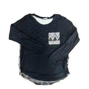 Bo Bel Black Sequin Long Sleeve Shirt Size small